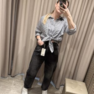 Pilki “ballon” džinsai