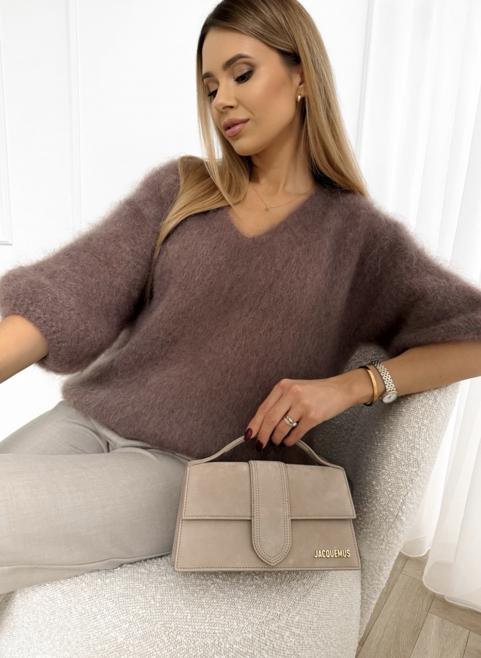 Moherinis megztinis “Plum”