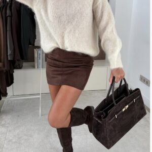 Moherinis pieno baltumo megztinis