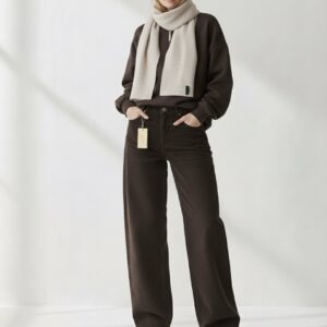 Klasikinio kirpimo džinsai juodo šokolado / kavos atspalvio