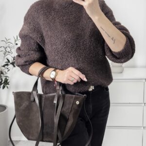 Rudas megztinis su kid mohera – universalaus dydžio