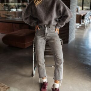 Pilkas moherinis megztinis