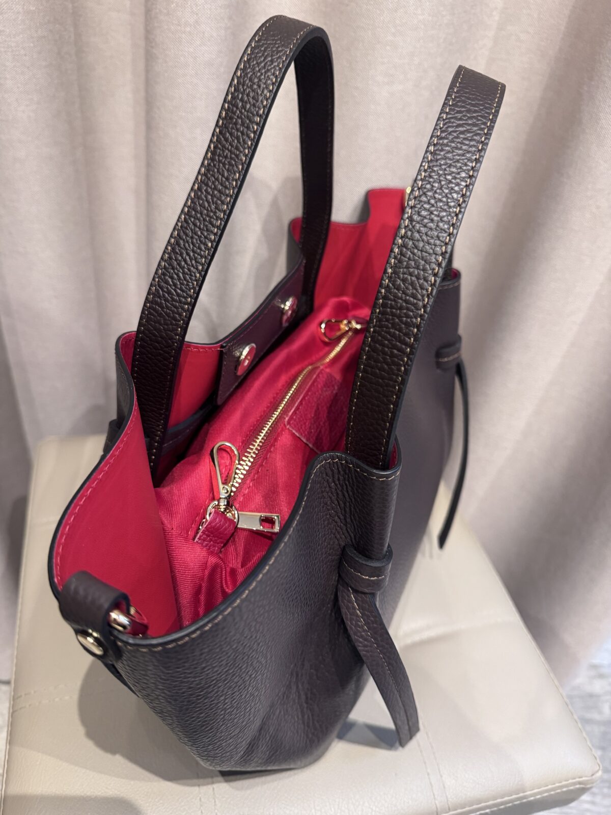 Odinė, ruda itališka rankinė