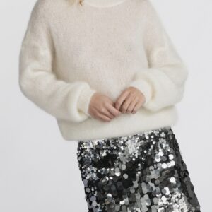 Moherinis pieno baltumo megztinis