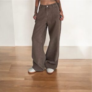 Baggy stiliaus džinsai – kakavinės spalvos