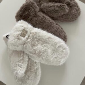 Kailinės UGC kumštinės pirštinės – šiltos žieminės pirštinės su dirbtinio kailio išore