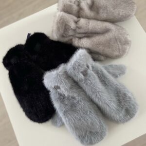 Kailinės UGC kumštinės pirštinės – šiltos žieminės pirštinės su dirbtinio kailio išore