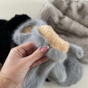 Kailinės UGC kumštinės pirštinės – šiltos žieminės pirštinės su dirbtinio kailio išore