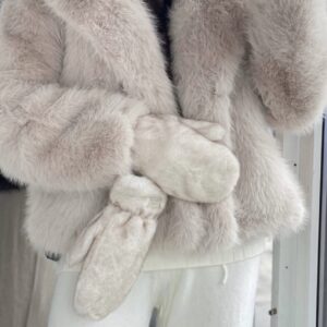 Kailinės UGC kumštinės pirštinės – šiltos žieminės pirštinės su dirbtinio kailio išore