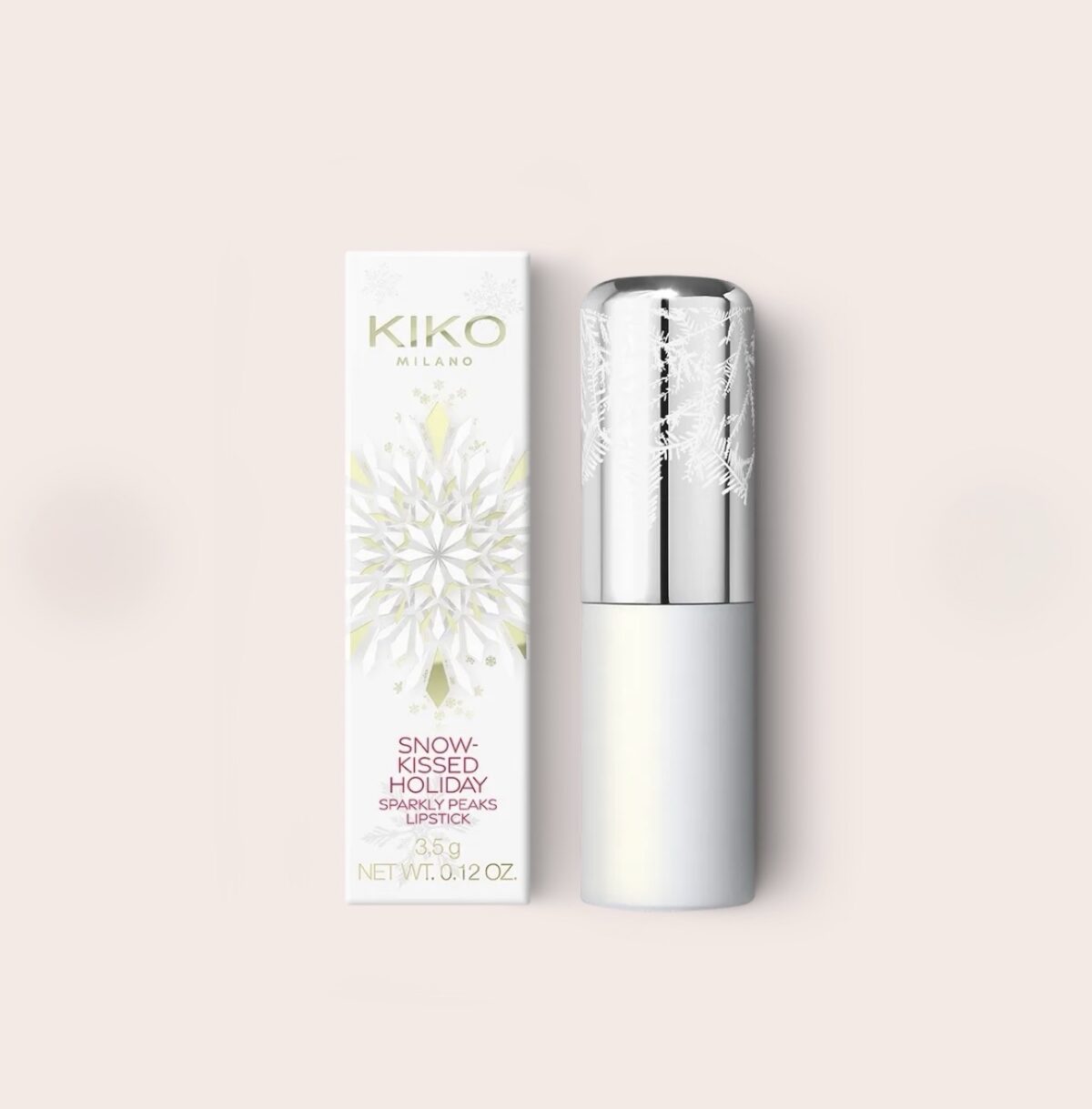 KIKO MILANO Snow-Kissed Holiday Sparkly Peaks Lipstick 01 – lūpų dažai