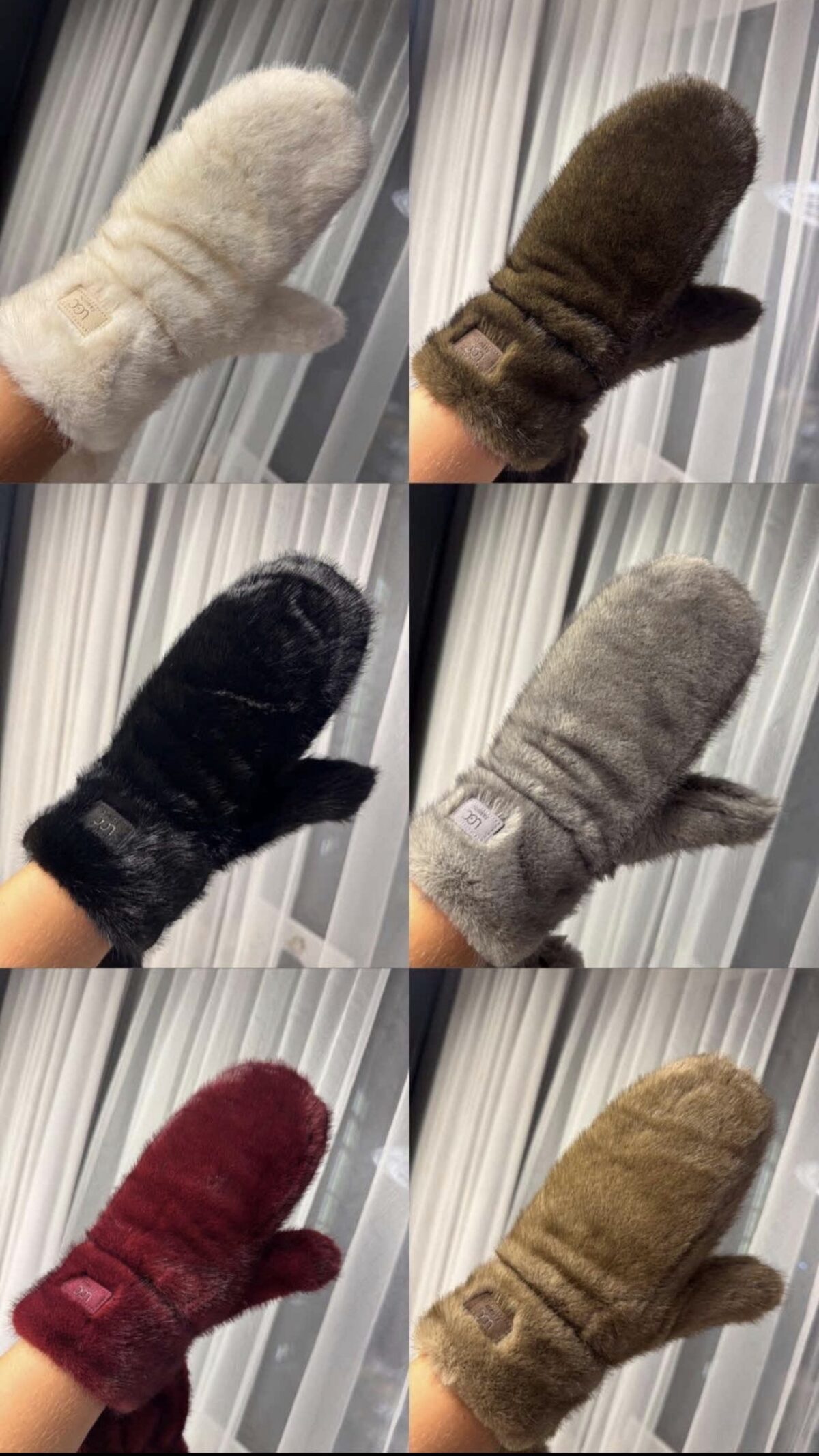 Kailinės UGC kumštinės pirštinės – šiltos žieminės pirštinės su dirbtinio kailio išore
