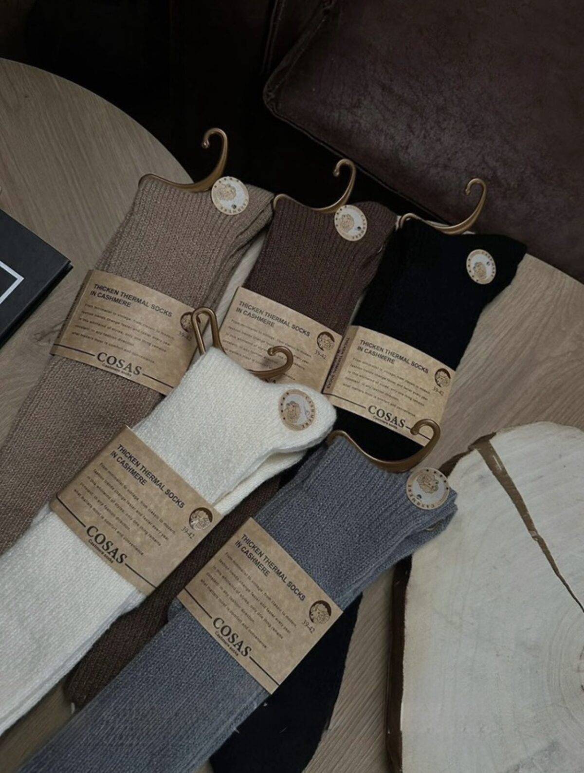 Cosas ilgos kašmyrinės kojinės iki kelių – 5 vnt. rinkinys