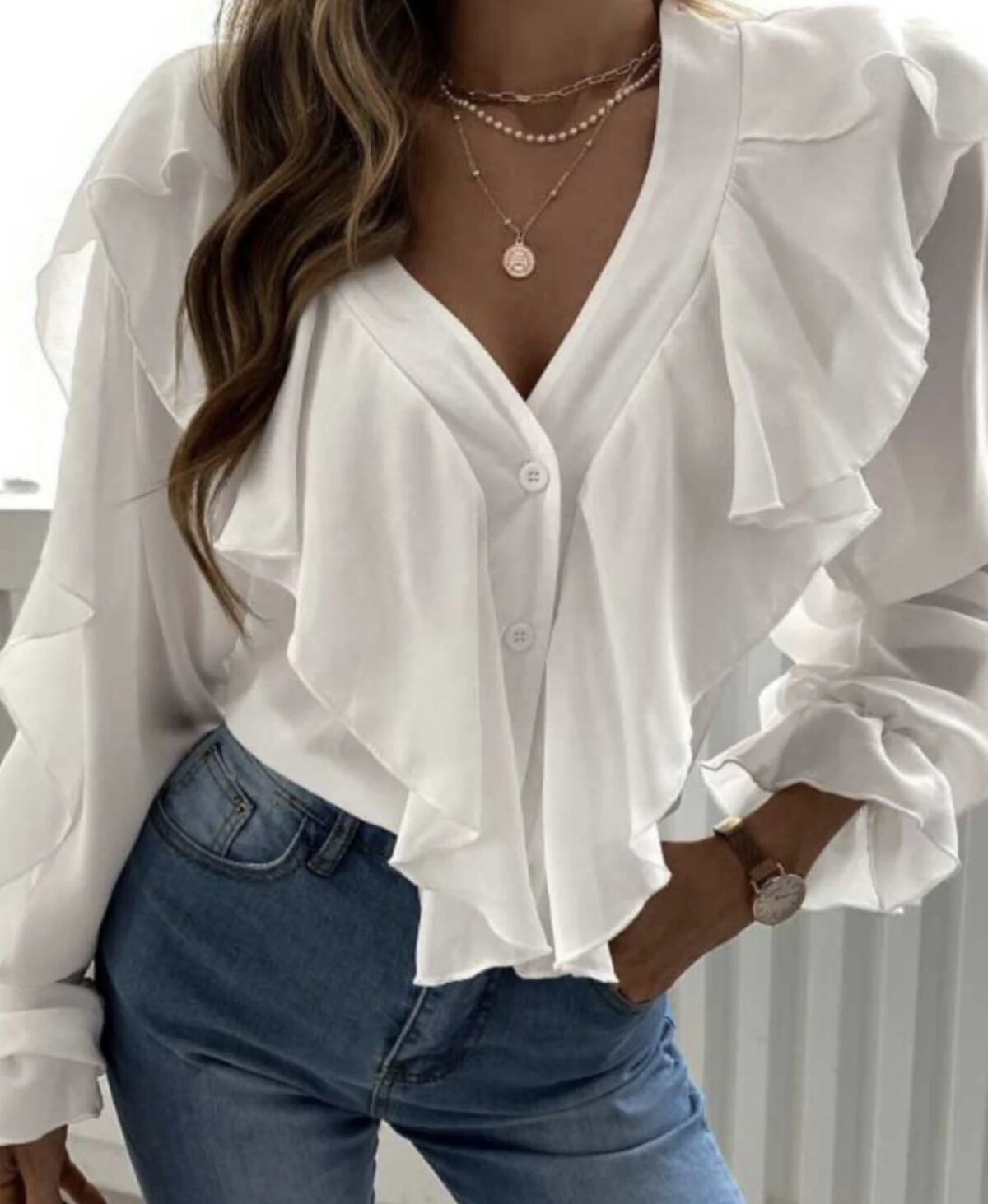 screenshot-772 Šventiniai marškinukai su raukiniais – elegantiškas modelis - balta