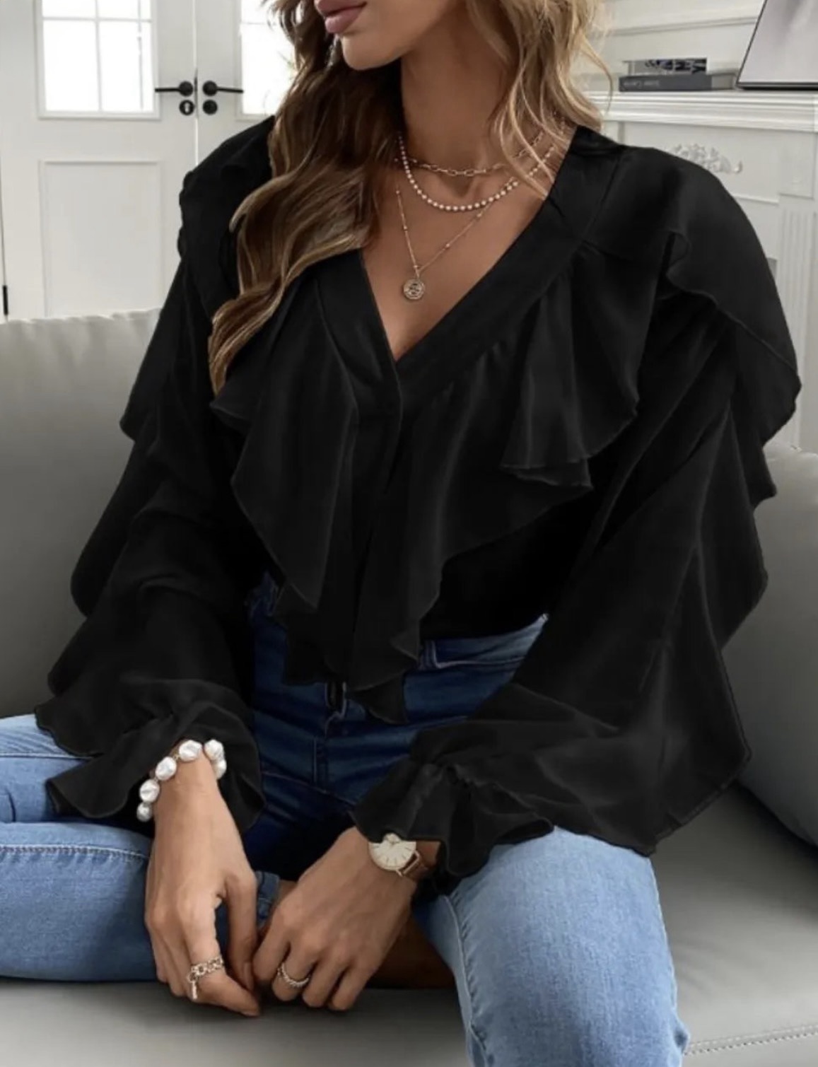 screenshot-774 Šventiniai marškinukai su raukiniais – elegantiškas modelis - juoda