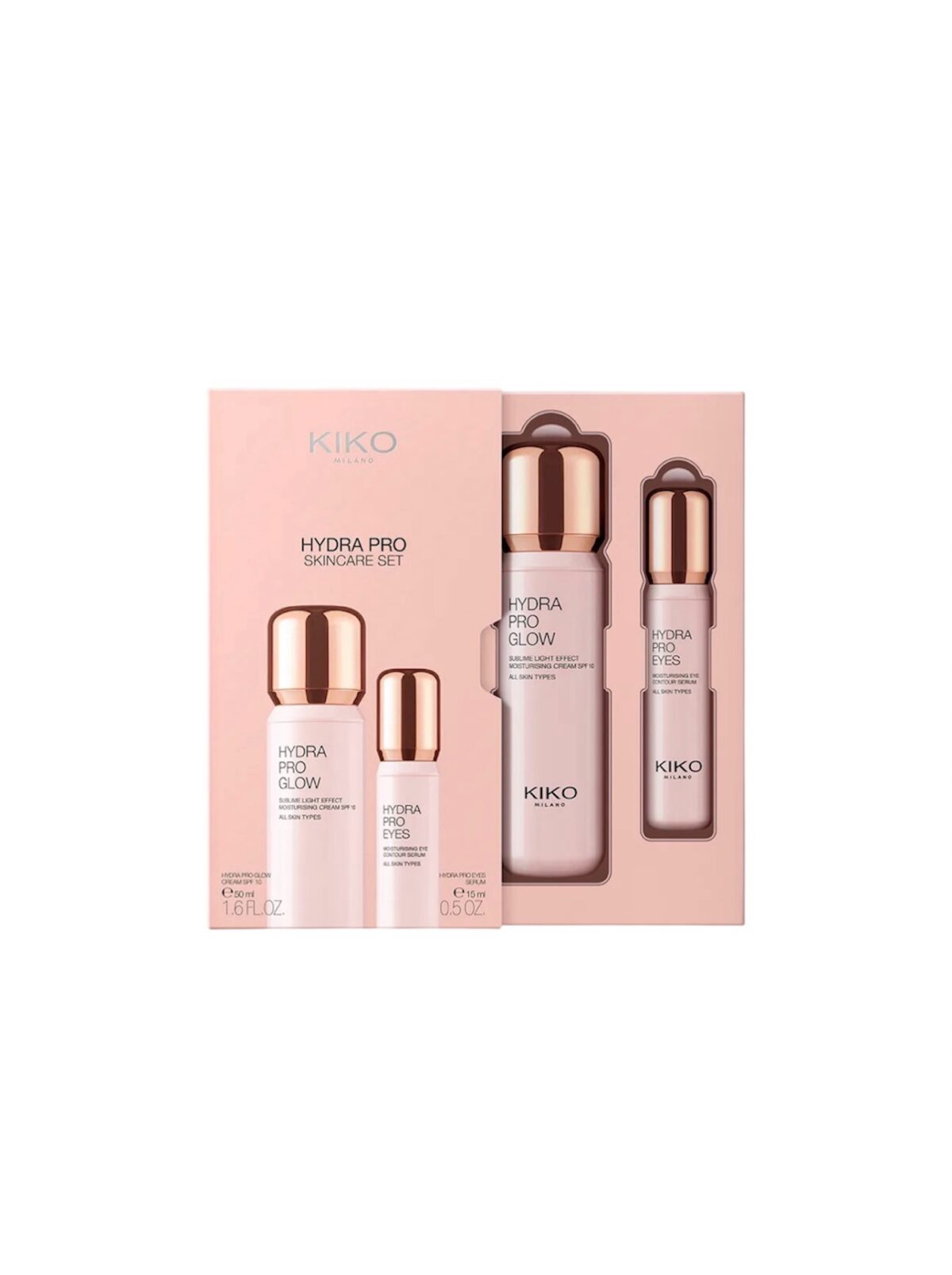 KIKO MILANO Hydra Pro Glow Skincare Set – drėkinamasis veido ir akių priežiūros rinkinys