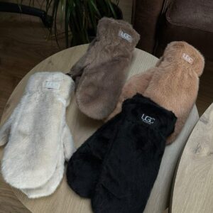 Kailinės UGC kumštinės pirštinės – šiltos žieminės pirštinės su dirbtinio kailio išore