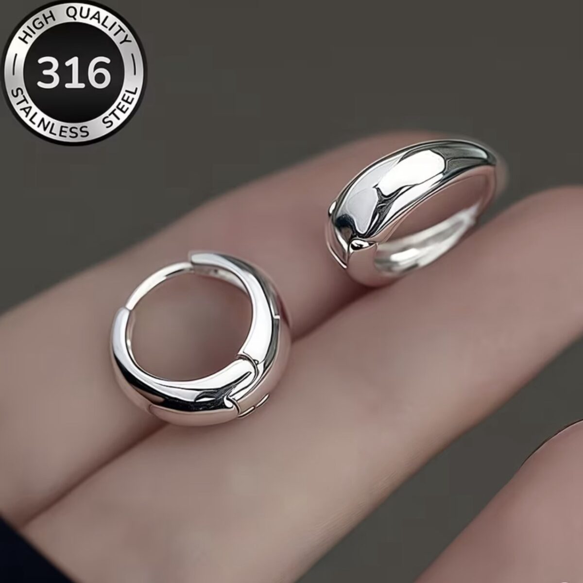 Klasikiniai žiediniai auskarai | 316 nerūdijantis plienas