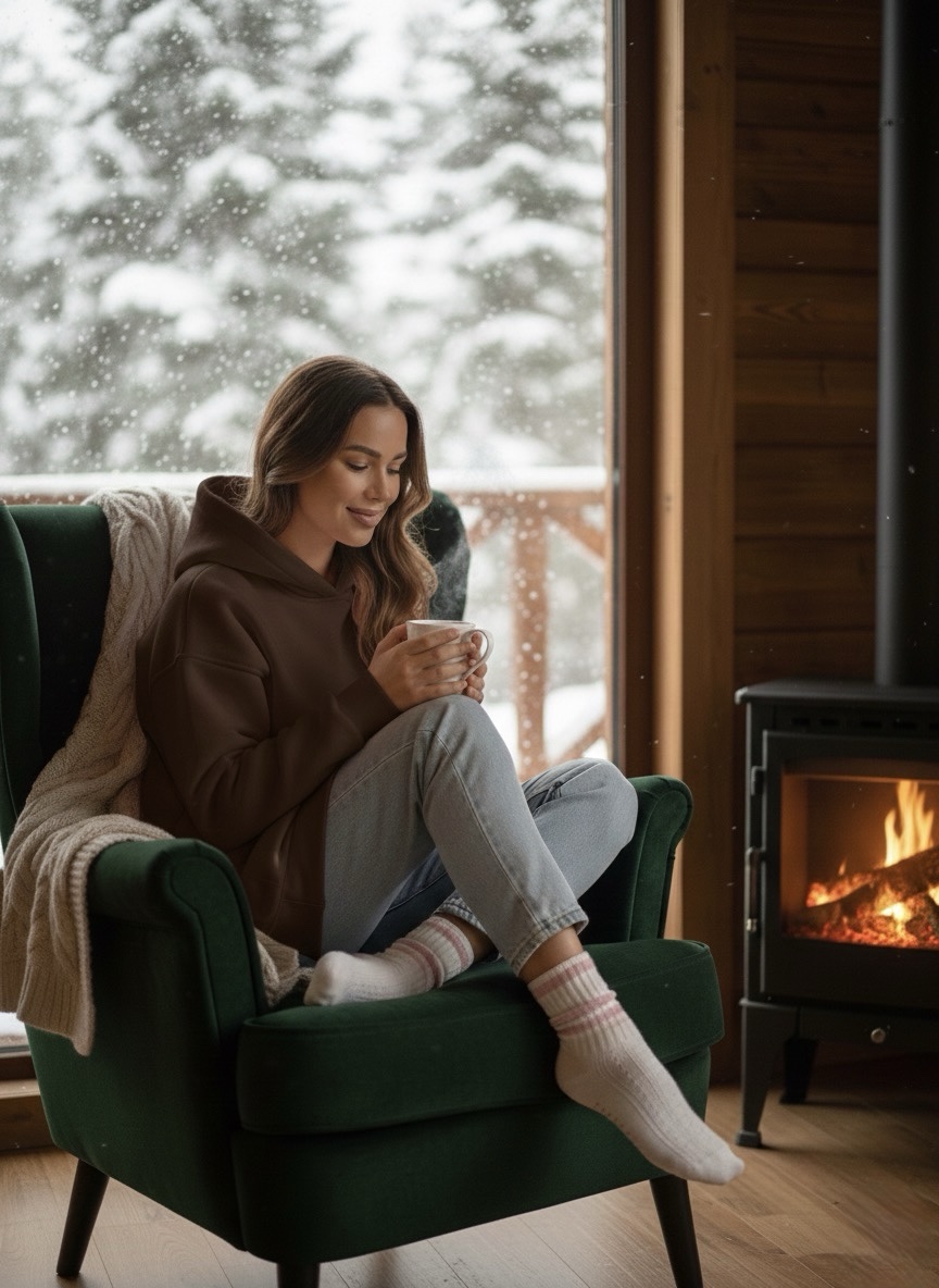 Klasikinis džemperis su kengūros kišene (S–L) “rudas”