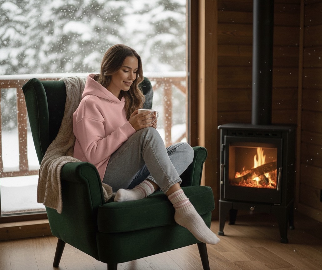 Klasikinis džemperis su kengūros kišene (S–L) “baby pink”