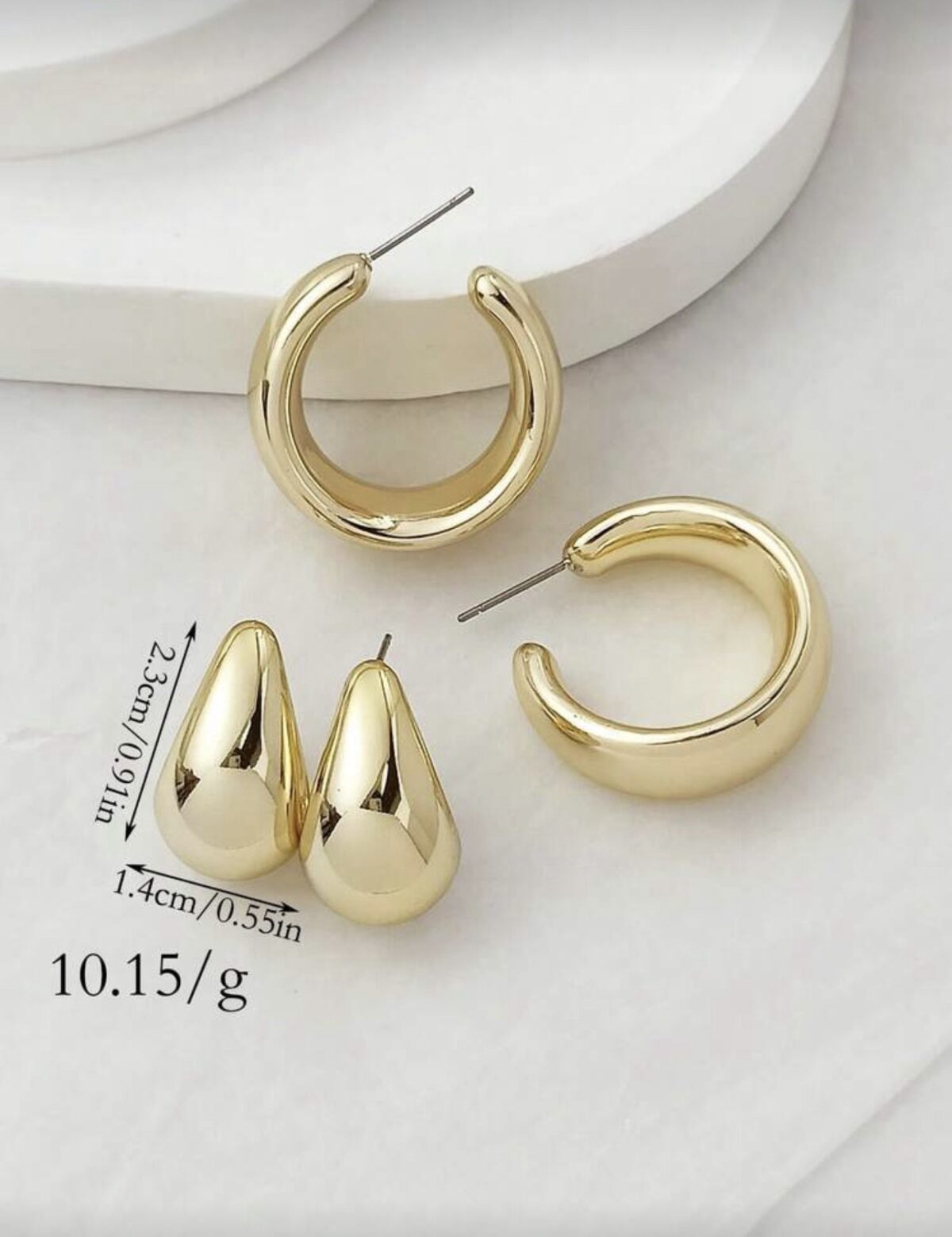 LADY COCO auksinės spalvos auskarų rinkinys (2 poros)