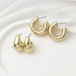 LADY COCO auksinės spalvos auskarų rinkinys (2 poros)