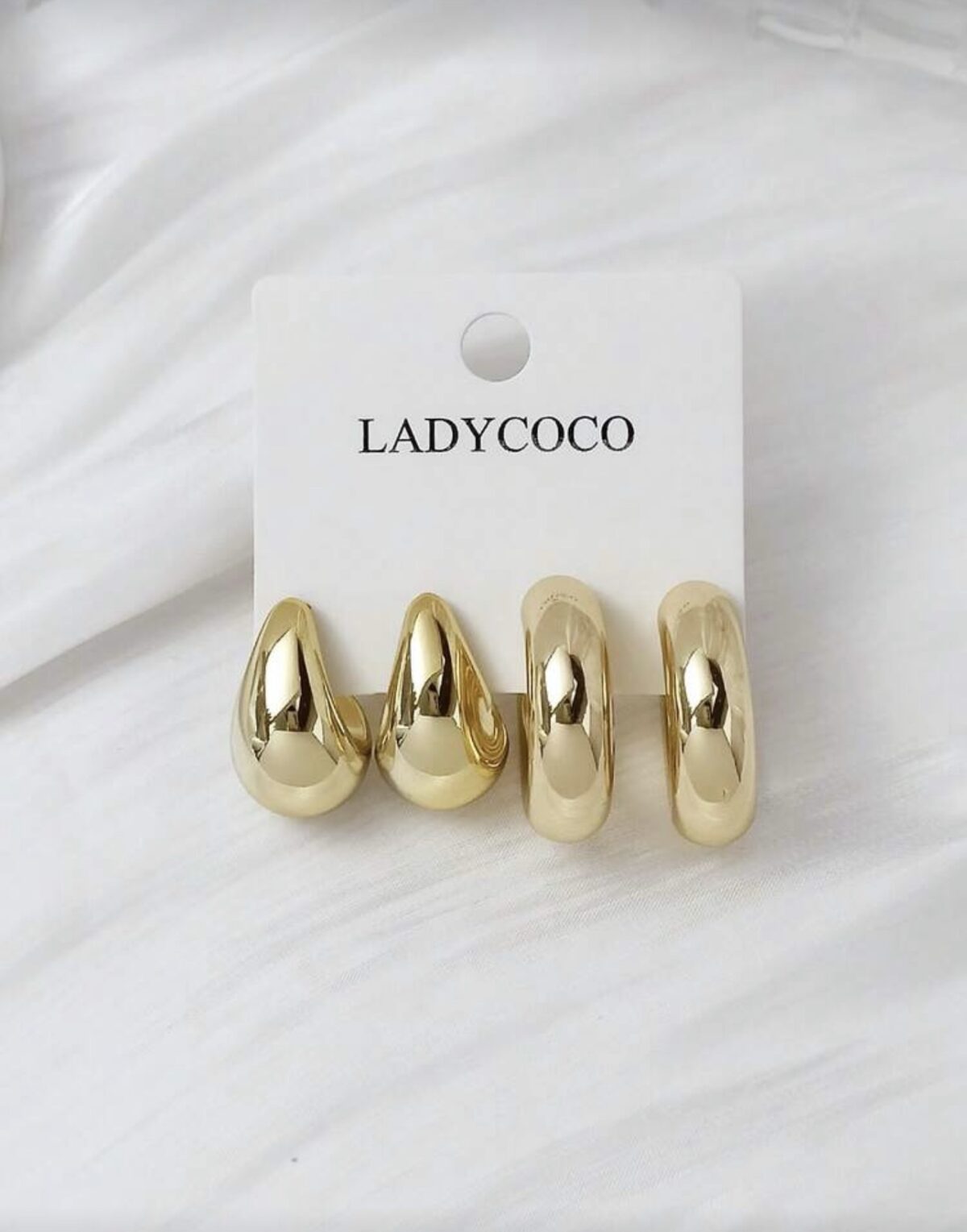 LADY COCO auksinės spalvos auskarų rinkinys (2 poros)