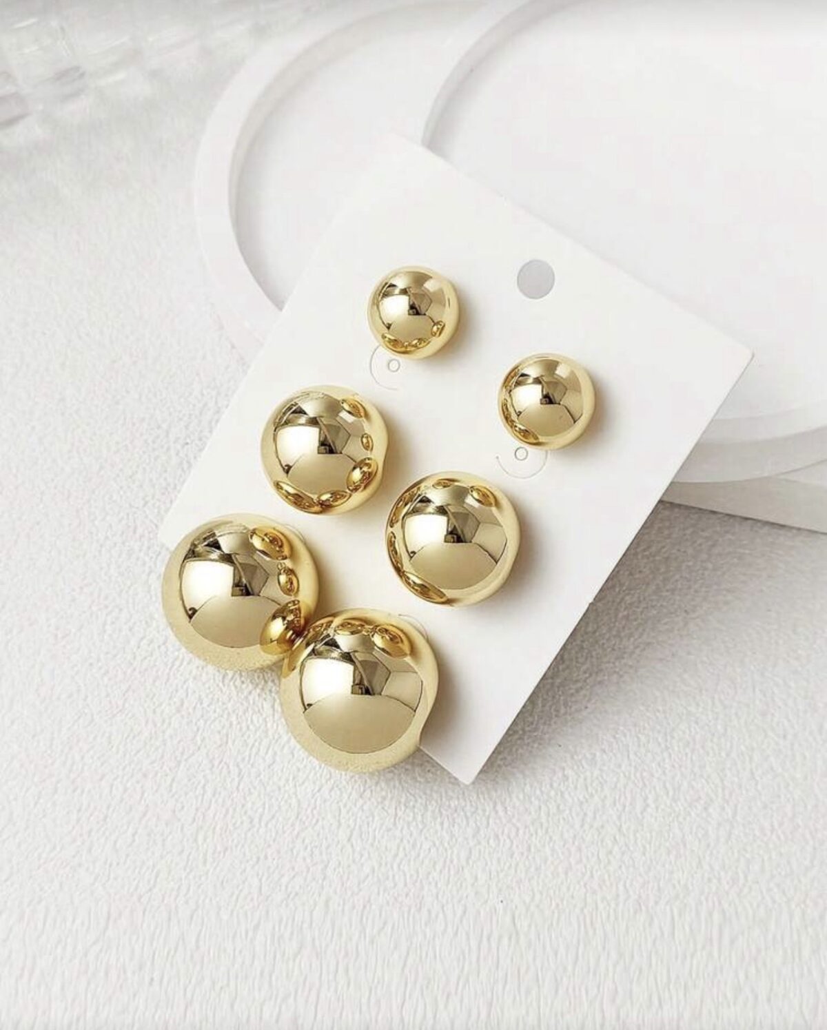 LADY COCO auksinės spalvos apvalių auskarų rinkinys (3 poros)