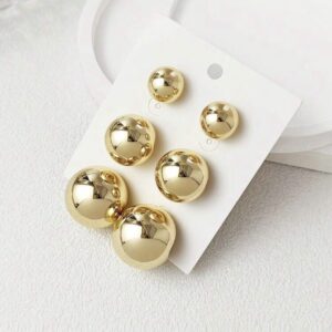 LADY COCO auksinės spalvos apvalių auskarų rinkinys (3 poros)