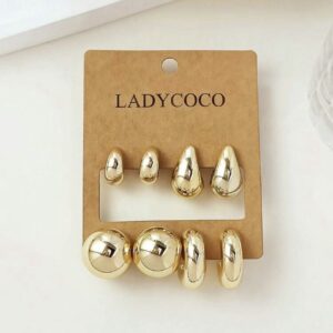 LADY COCO auksinės spalvos auskarų rinkinys (4 poros)