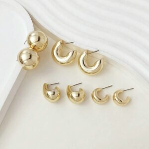 LADY COCO auksinės spalvos auskarų rinkinys (4 poros)