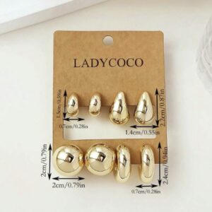 LADY COCO auksinės spalvos auskarų rinkinys (4 poros)