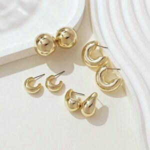 LADY COCO auksinės spalvos auskarų rinkinys (4 poros)