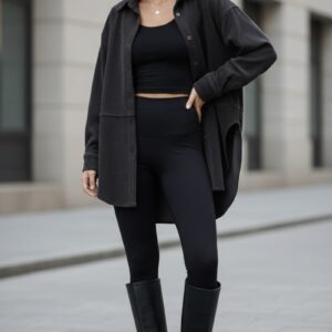 Velvetiniai juodi ilgi marškiniai – patogūs ir stilingi kasdienai