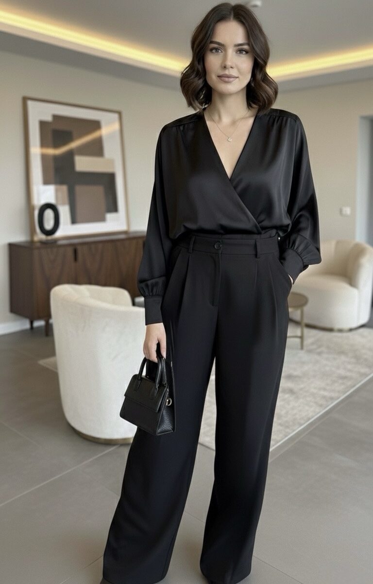 Juodos klasikinės plačios kelnės