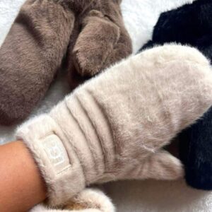 Kailinės UGC kumštinės pirštinės – šiltos žieminės pirštinės su dirbtinio kailio išore