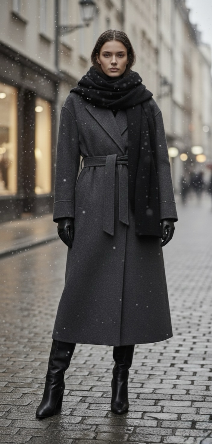 Juodas ilgas šalikas su vilna “LINDEX”