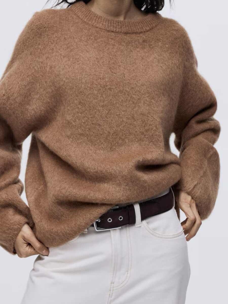 Purios tekstūros oversize megztinis