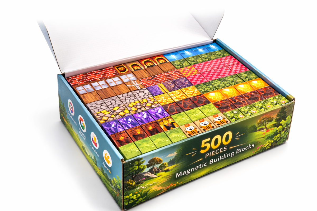 b046099e-7337-4be2-859c-a27e982156e2 Magnetinės kaladėlės – 500 vnt. rinkinys