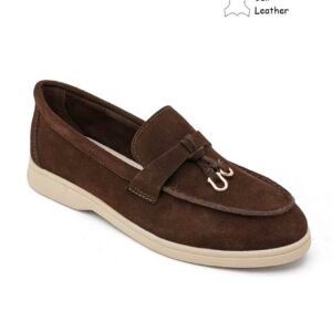 Rudos spalvos mokasinai iš natūralios zomšos odos