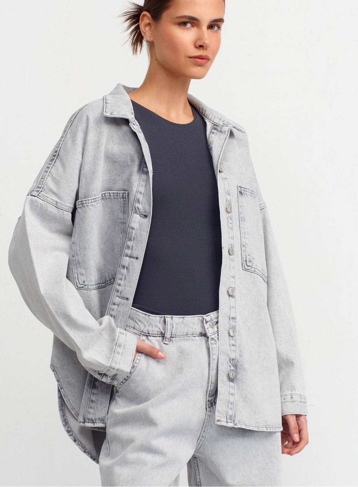 DILVIN oversized džinsinis švarkas