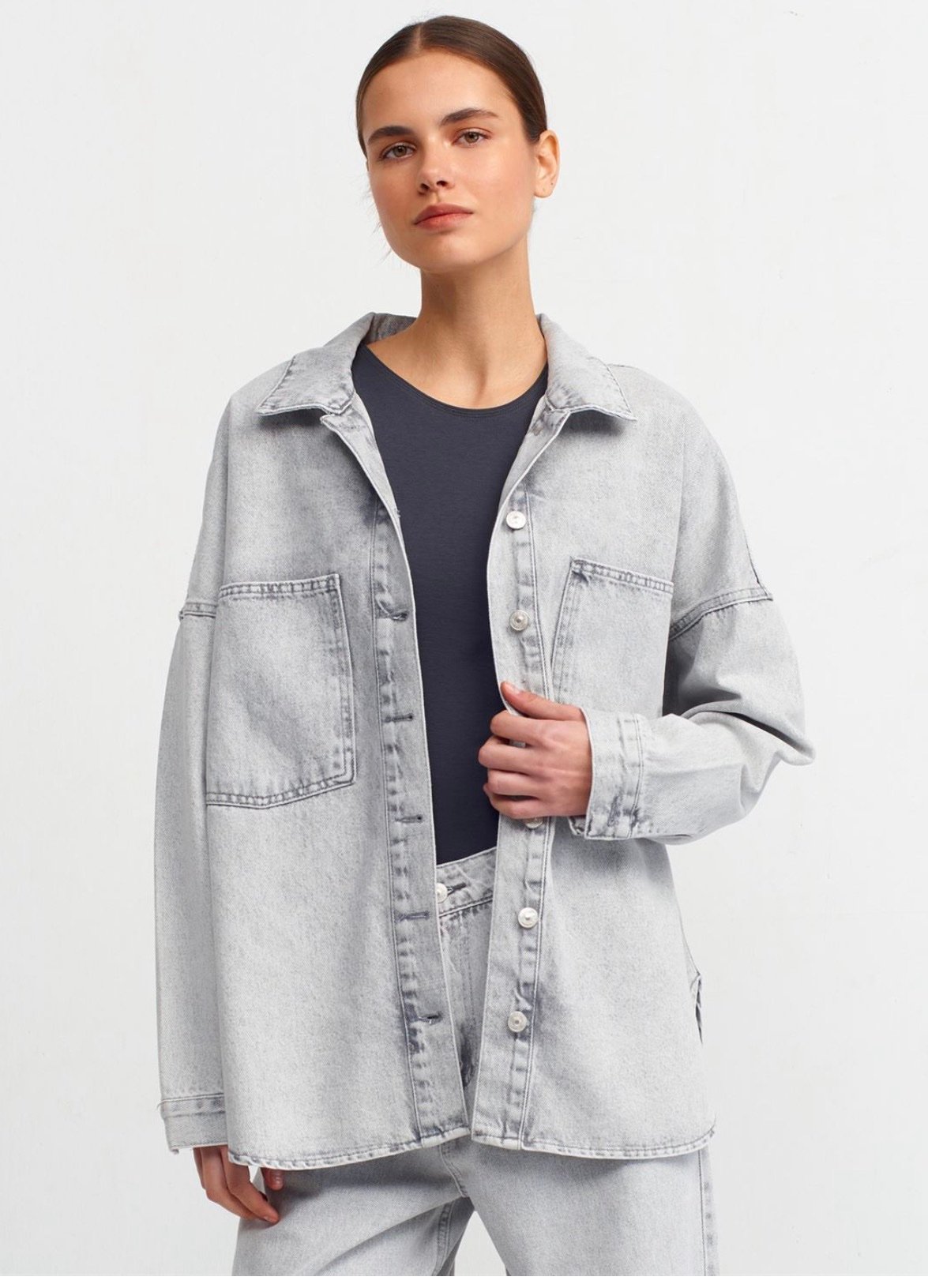 DILVIN oversized džinsinis švarkas