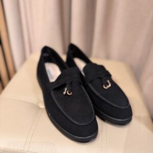 Juodi mokasinai iš natūralios zomšos odos