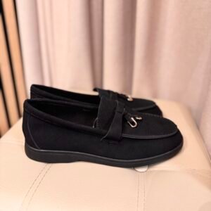 Juodi mokasinai iš natūralios zomšos odos