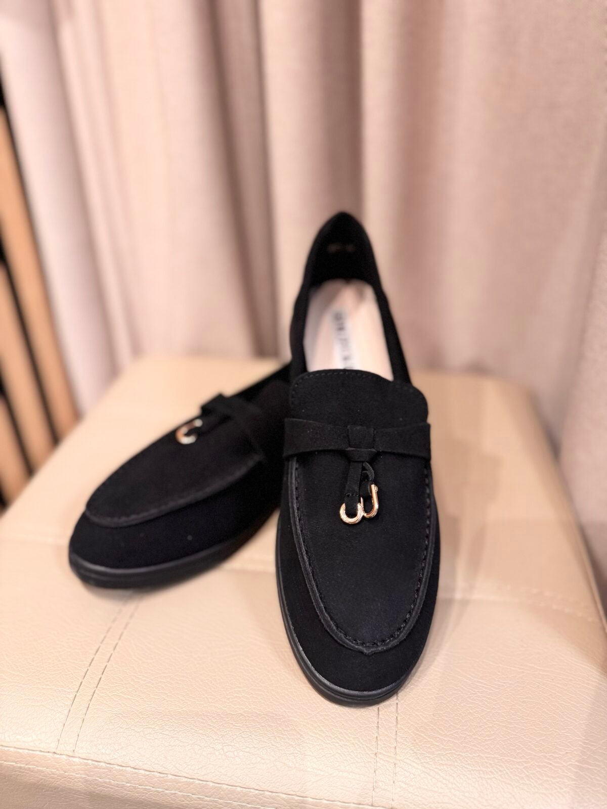 Juodi mokasinai iš natūralios zomšos odos