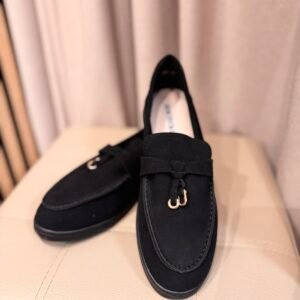 Juodi mokasinai iš natūralios zomšos odos