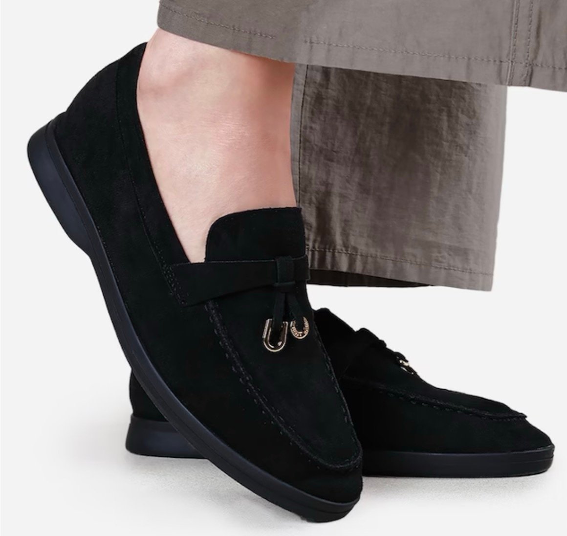 Juodi mokasinai iš natūralios zomšos odos