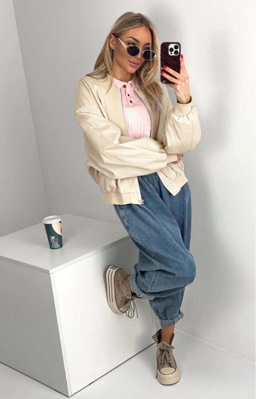 img_8804-2 Kreminė eko odos bomber stiliaus striukė