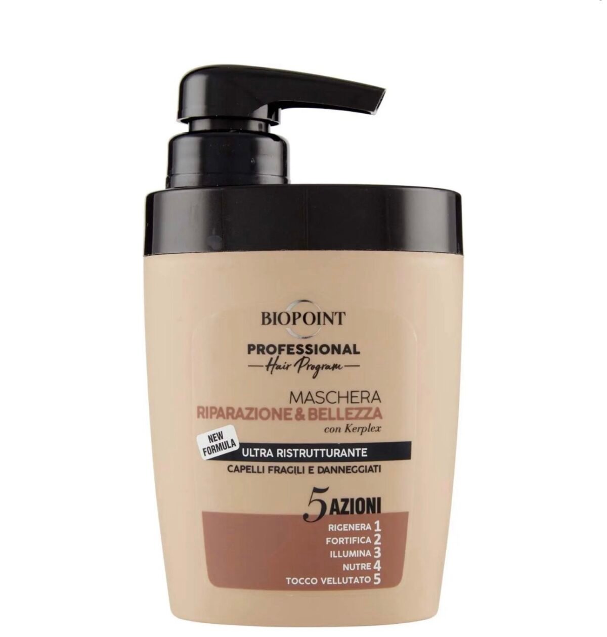 Biopoint RIPARAZIONE E BELLEZZA - PROFESIONALI KAUKĖ ATKURIANTI TRAPIUS IR PAŽEISTUS PLAUKUS 300ml - PV01925