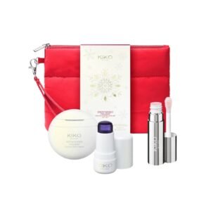 KIKO MILANO Snow-Kissed Holiday Mountain Mates Skincare Gift Set – veido, rankų ir lūpų priežiūros rinkinys su kosmetine