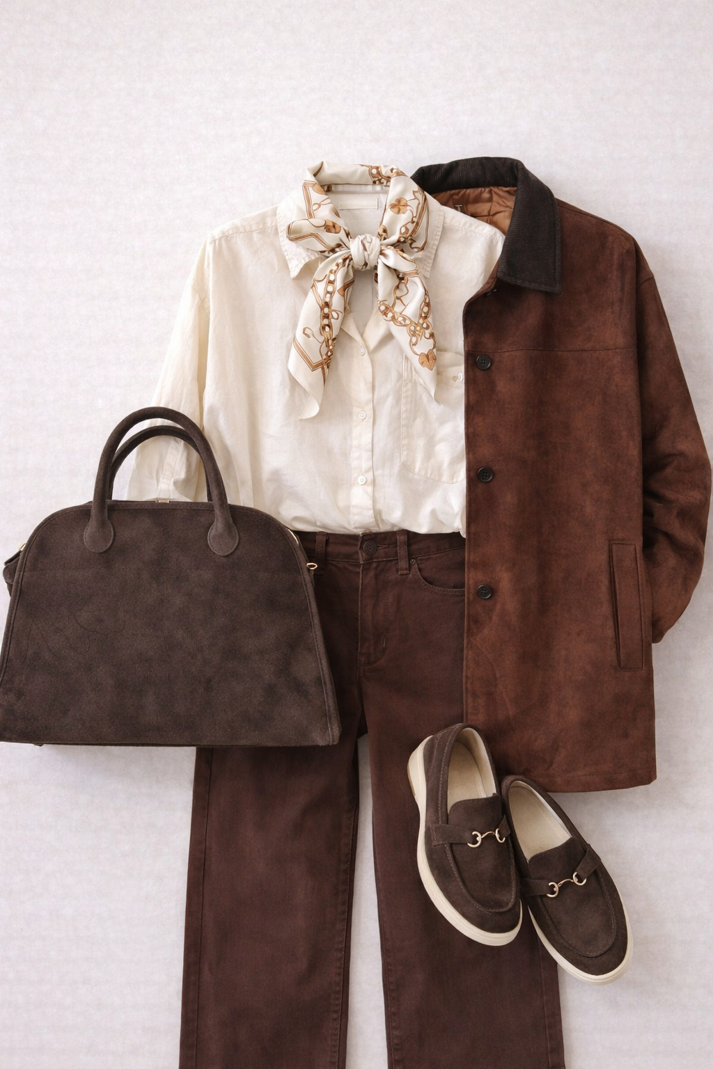 Rudos spalvos zomšinio audinio paltukas su velvetine apykakle